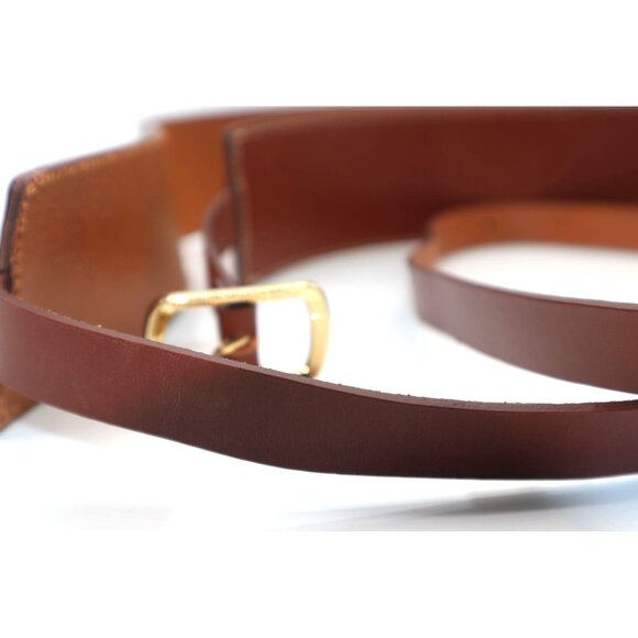 Zara Womens Leather Wide Sash Corset Gold Buckle Brown Belt Sz 80 Made In Spain - Picture 4 of 5